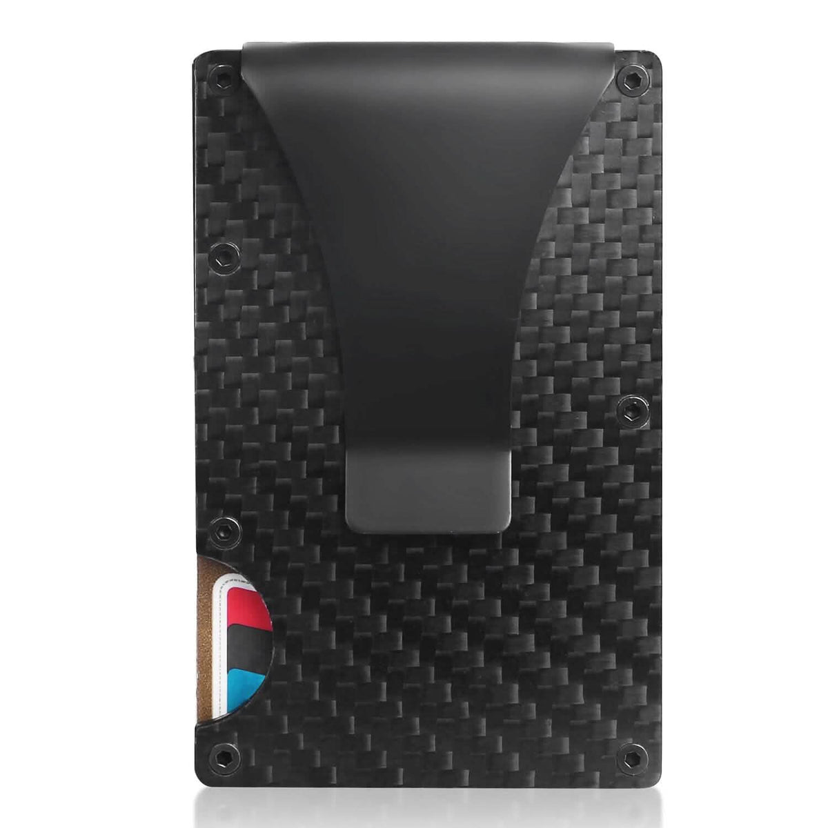 Credit Card Holder with Cash Clip Carbon Fiber RFID Blocking Scan for Men - A-1 Thread Vault
