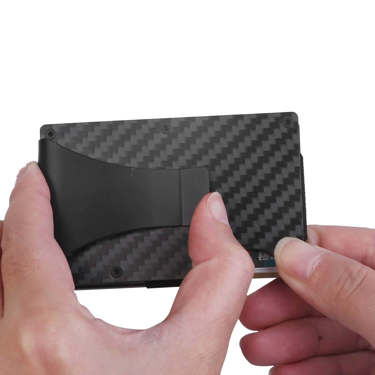 Credit Card Holder with Cash Clip Carbon Fiber RFID Blocking Scan for Men - A-1 Thread Vault