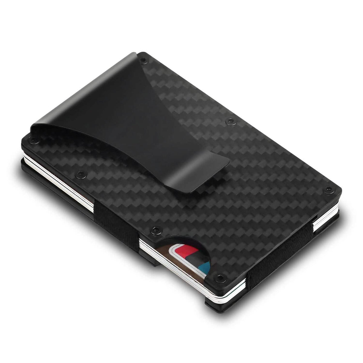 Credit Card Holder with Cash Clip Carbon Fiber RFID Blocking Scan for Men - A-1 Thread Vault