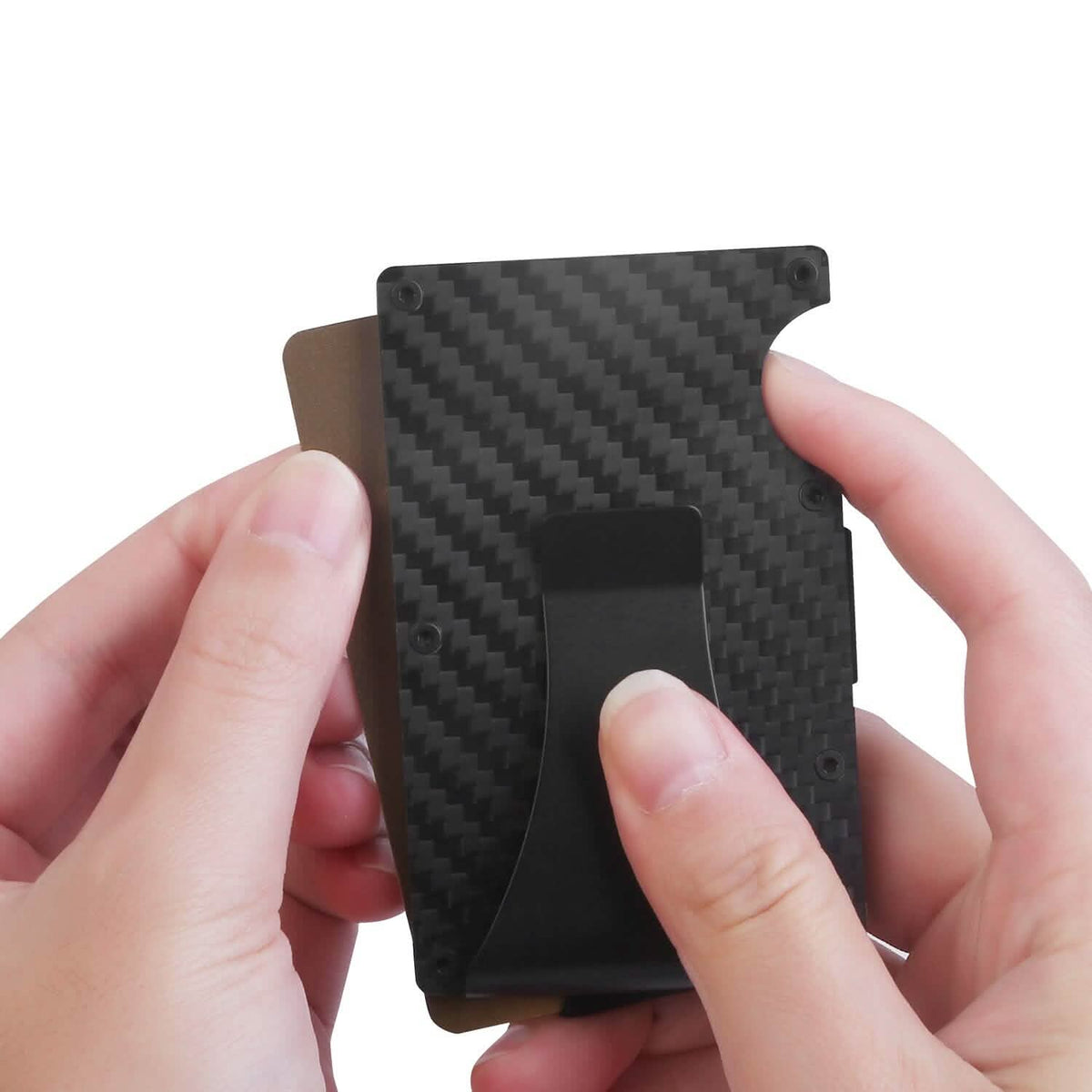 Credit Card Holder with Cash Clip Carbon Fiber RFID Blocking Scan for Men - A-1 Thread Vault