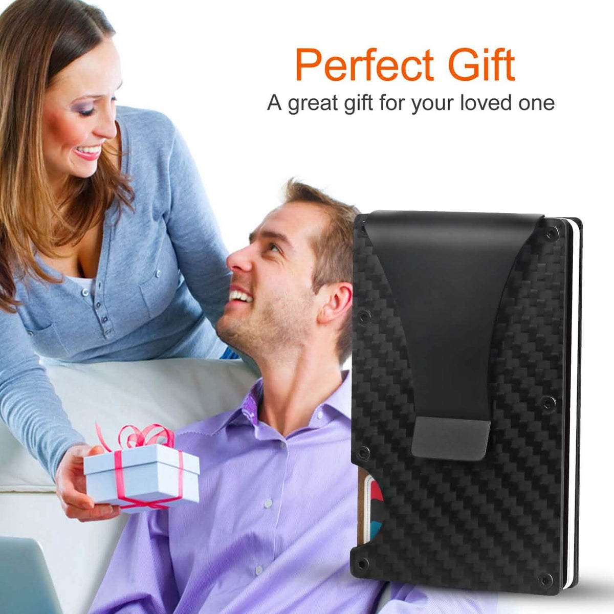 Credit Card Holder with Cash Clip Carbon Fiber RFID Blocking Scan for Men - A-1 Thread Vault