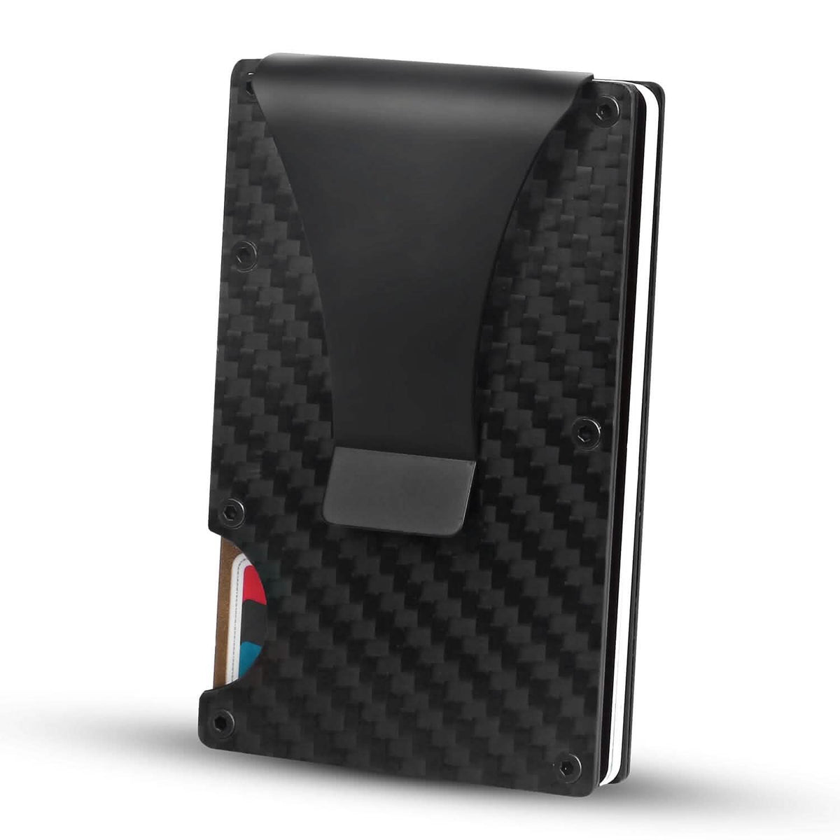 Credit Card Holder with Cash Clip Carbon Fiber RFID Blocking Scan for Men - A-1 Thread Vault
