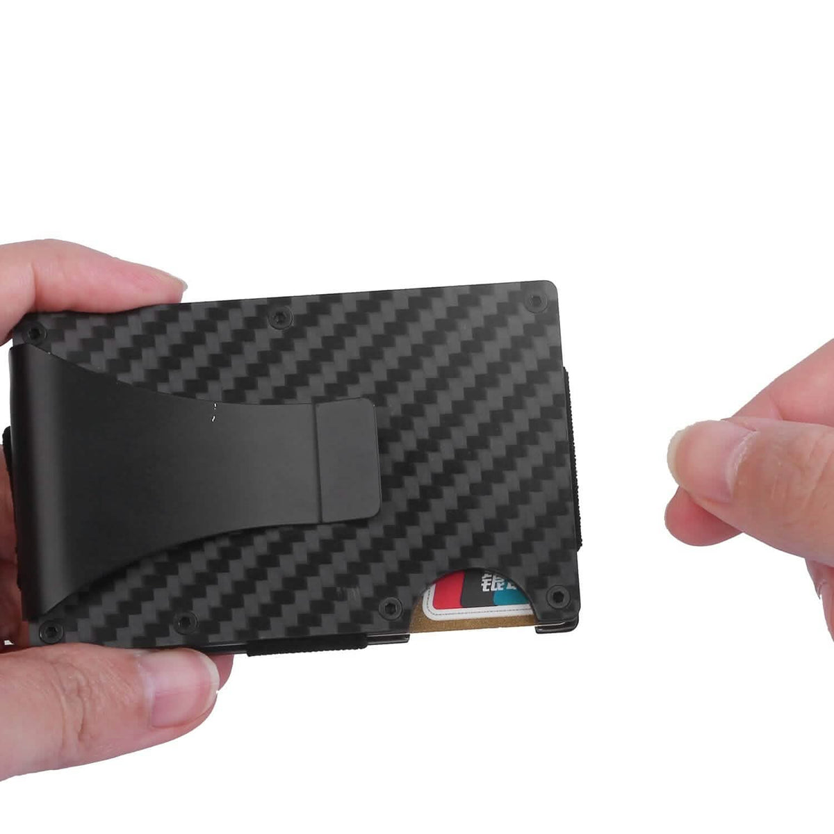 Credit Card Holder with Cash Clip Carbon Fiber RFID Blocking Scan for Men - A-1 Thread Vault