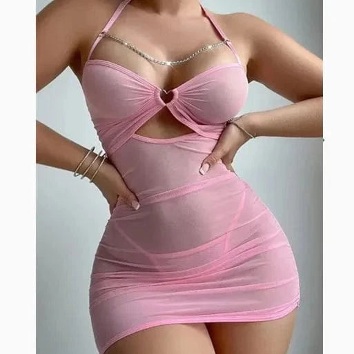 Cross-border foreign trade new perspective high elastic mesh yarn flirting underwear hip skirt pajamas nightgown sex women - A-1 Thread Vault