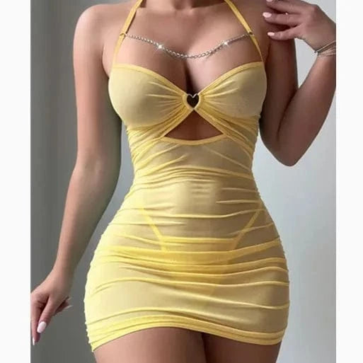 Cross-border foreign trade new perspective high elastic mesh yarn flirting underwear hip skirt pajamas nightgown sex women - A-1 Thread Vault