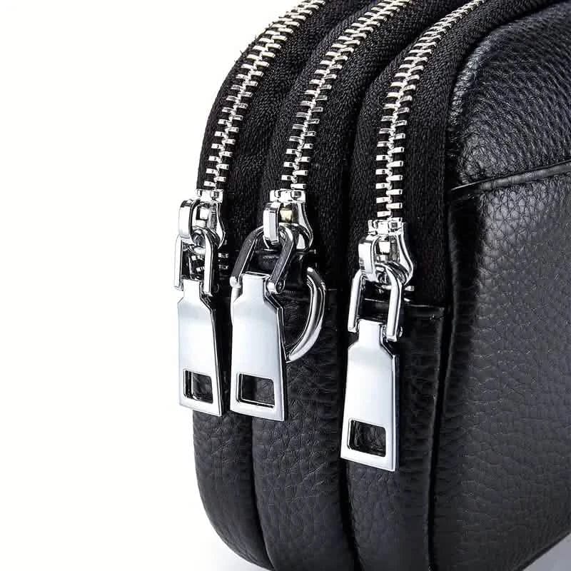 Crossbody Bags for Women Small Genuine Leather Shoulder Purse Cross Body Bag with Triple Top Zipper Adjustable Strap - A-1 Thread Vault