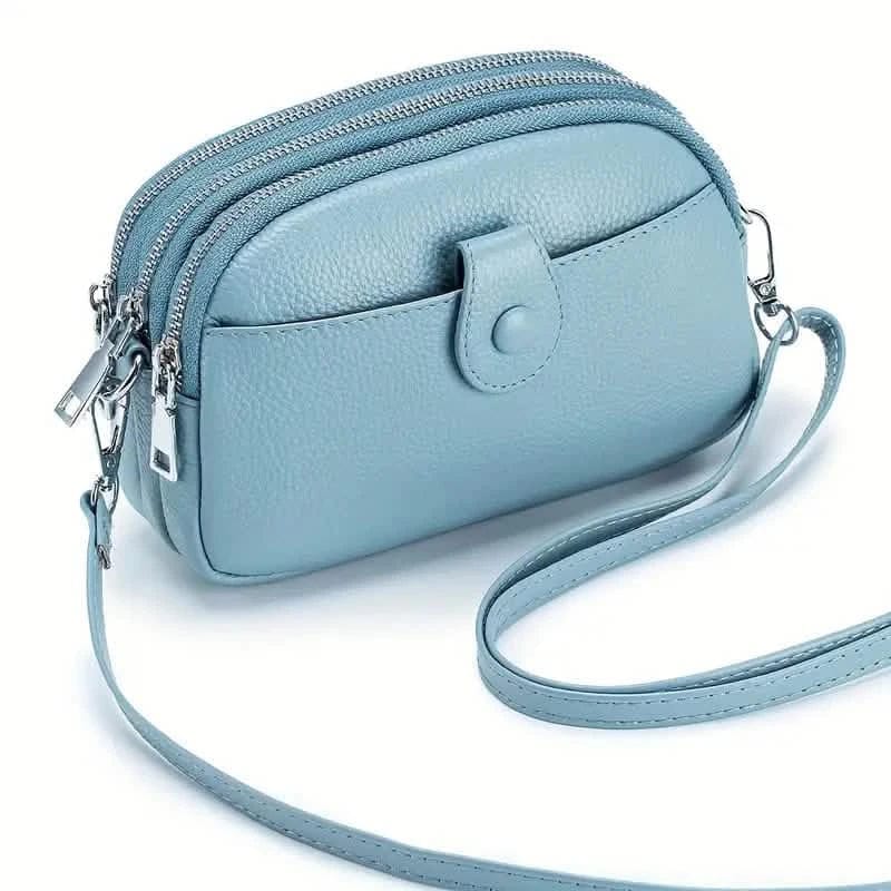 Crossbody Bags for Women Small Genuine Leather Shoulder Purse Cross Body Bag with Triple Top Zipper Adjustable Strap - A-1 Thread Vault