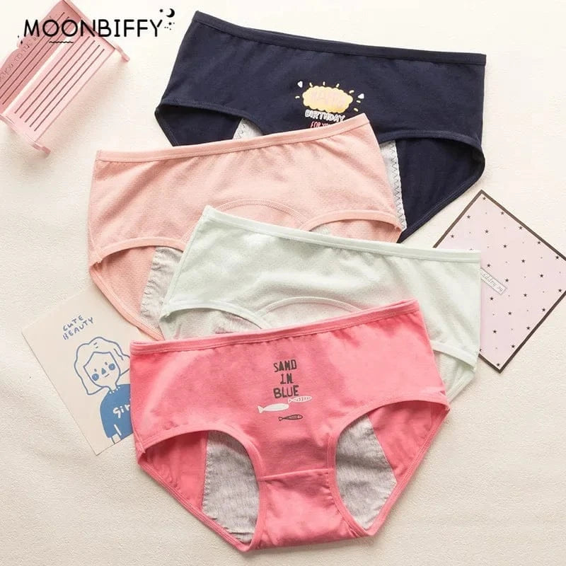Cute Cartoon Menstrual Girls Period Underwear Leak Proof Panties Menstrual Panties for Teenager Leakproof Physiological Panties - A-1 Thread Vault