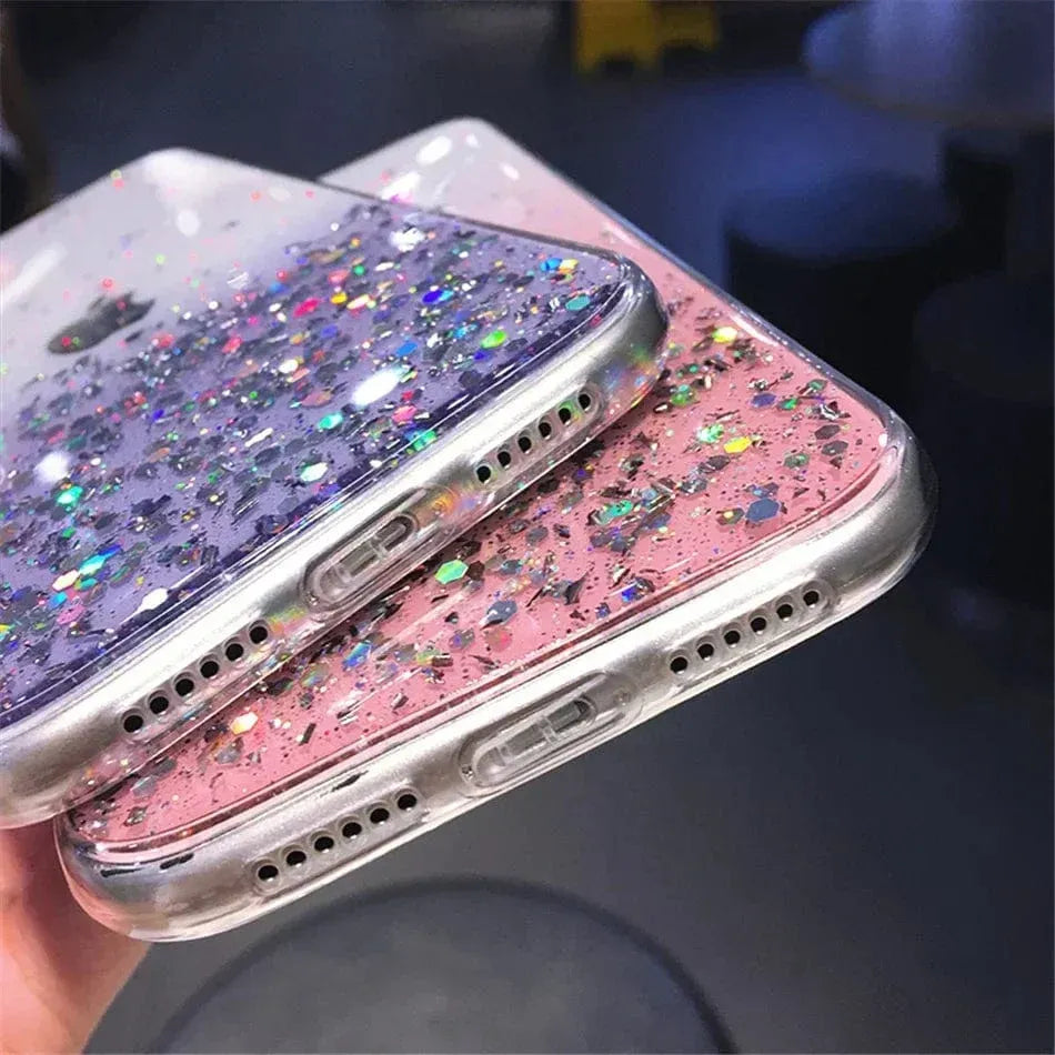 Cute Gradient Sequins Clear Glitter iPhone Case - A-1 Thread Vault
