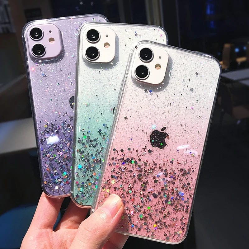Cute Gradient Sequins Clear Glitter iPhone Case - A-1 Thread Vault