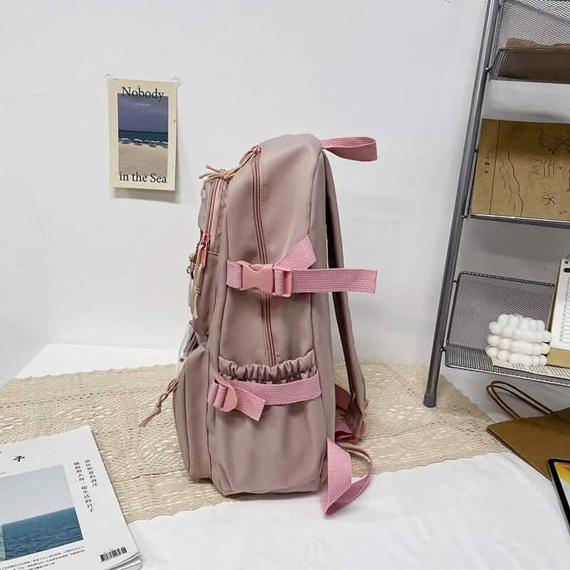 Cute Waterproof Multi-Pocket Women Backpacks with Bear Doll - A-1 Thread Vault