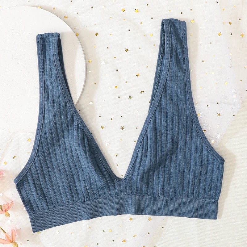 Deep V-neck Push-Up Bras For Women Seamless Bra Sexy Lingerie Rib Wireless Bralette Unlined Sport Crop Top S-XL Female Underwear - A-1 Thread Vault