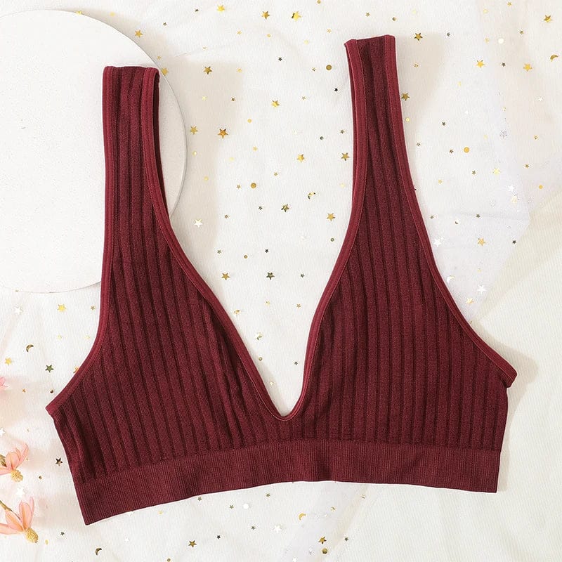 Deep V-neck Push-Up Bras For Women Seamless Bra Sexy Lingerie Rib Wireless Bralette Unlined Sport Crop Top S-XL Female Underwear - A-1 Thread Vault
