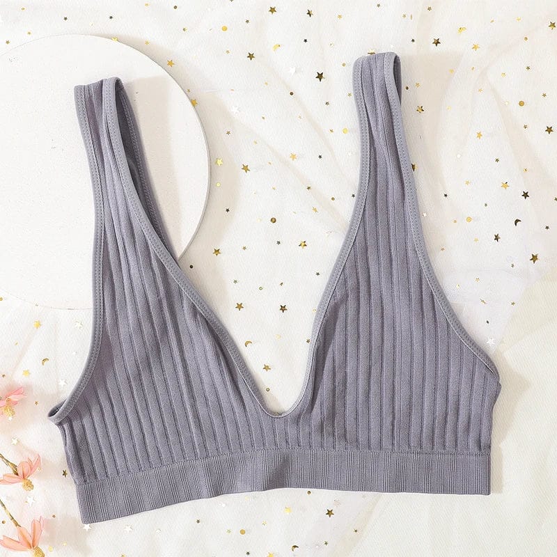 Deep V-neck Push-Up Bras For Women Seamless Bra Sexy Lingerie Rib Wireless Bralette Unlined Sport Crop Top S-XL Female Underwear - A-1 Thread Vault