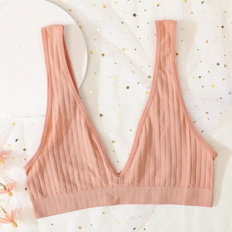 Deep V-neck Push-Up Bras For Women Seamless Bra Sexy Lingerie Rib Wireless Bralette Unlined Sport Crop Top S-XL Female Underwear - A-1 Thread Vault