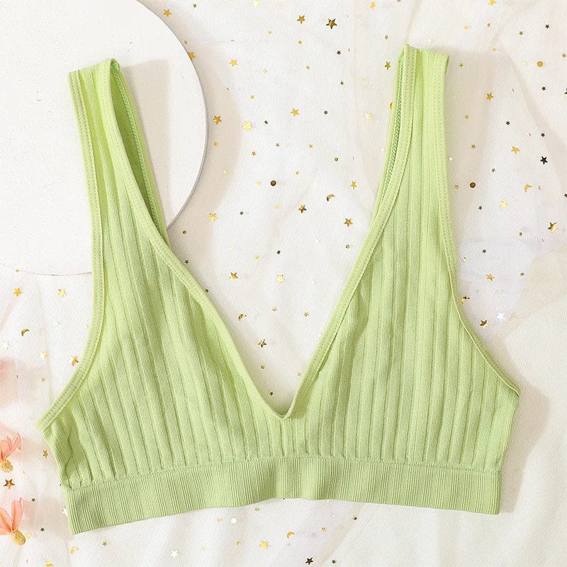 Deep V-neck Push-Up Bras For Women Seamless Bra Sexy Lingerie Rib Wireless Bralette Unlined Sport Crop Top S-XL Female Underwear - A-1 Thread Vault