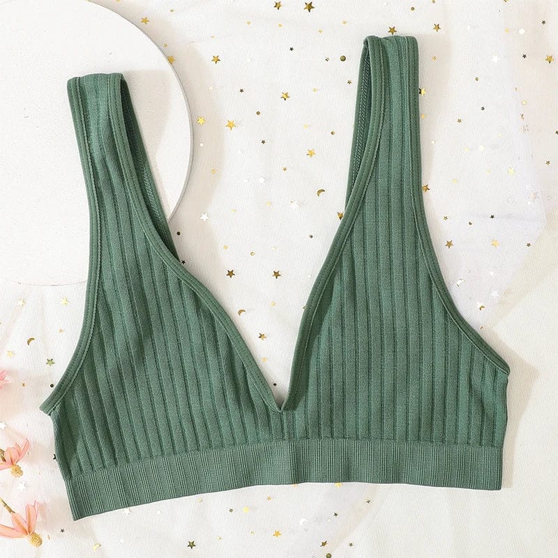 Deep V-neck Push-Up Bras For Women Seamless Bra Sexy Lingerie Rib Wireless Bralette Unlined Sport Crop Top S-XL Female Underwear - A-1 Thread Vault