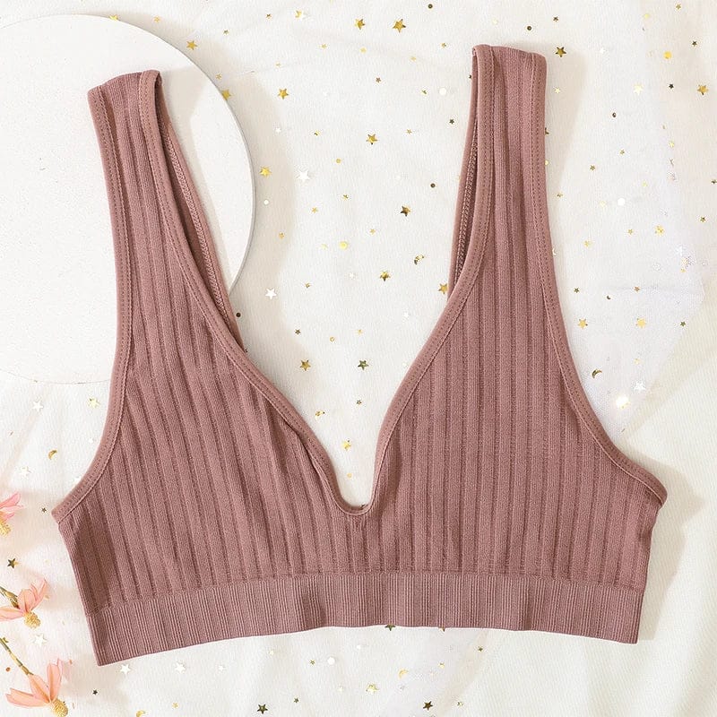 Deep V-neck Push-Up Bras For Women Seamless Bra Sexy Lingerie Rib Wireless Bralette Unlined Sport Crop Top S-XL Female Underwear - A-1 Thread Vault
