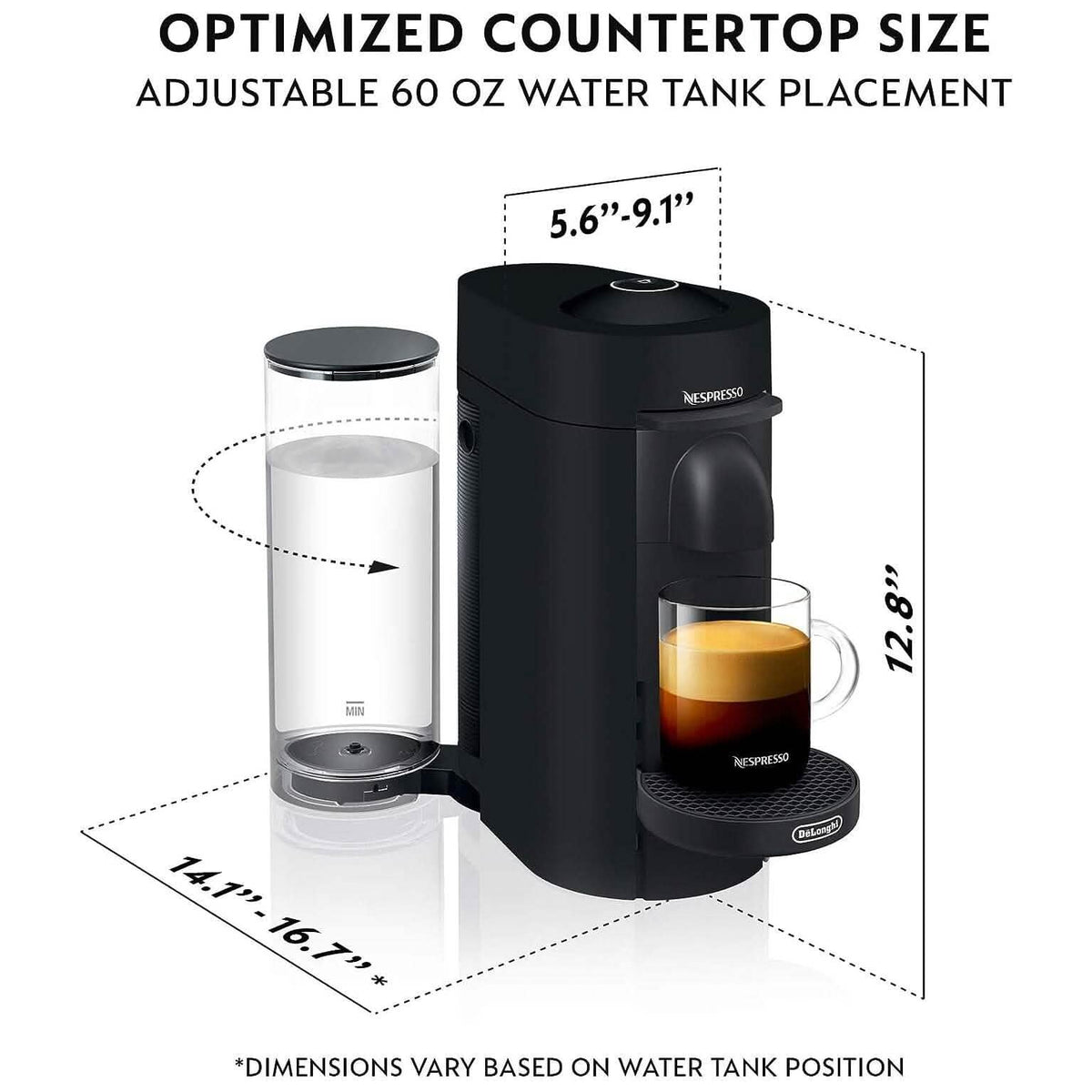 De'Longhi Nespresso VertuoPlus Coffee and Espresso Machine by De'Longhi, 38 ounces, Matte Black (Refurbished) - A-1 Thread Vault