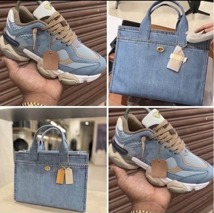 Denim 2-Piece Set | Statement Sneakers + Matching Tote Bag - A-1 Thread Vault