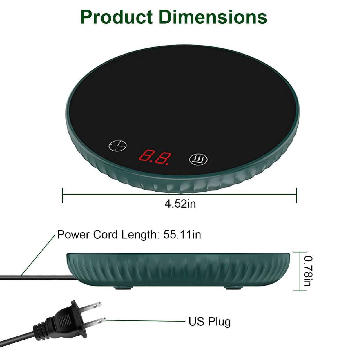 Desktop Electric Cup Warmer Auto Off Over Heating Protection Smart Timer Setting - A-1 Thread Vault