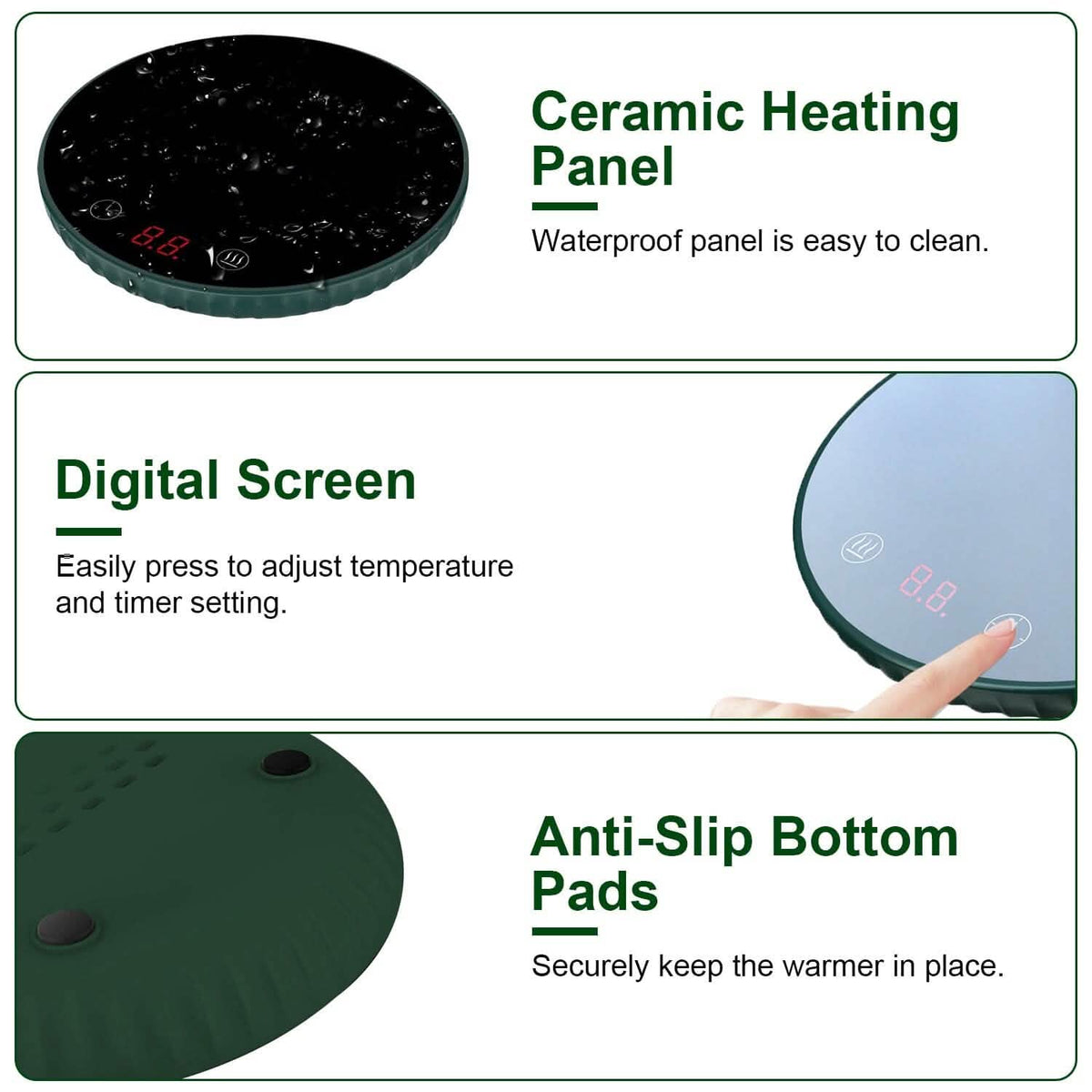Desktop Electric Cup Warmer Auto Off Over Heating Protection Smart Timer Setting - A-1 Thread Vault