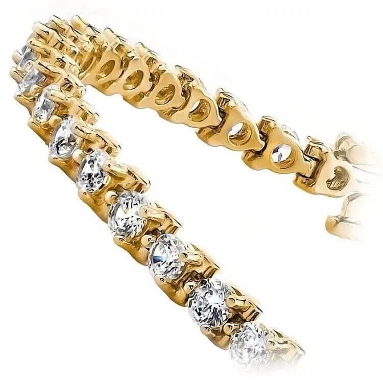 Diamond Tennis Bracelet 6.00 CT Round Cut 14k Yellow Gold 100% Natural H/SI - A-1 Thread Vault