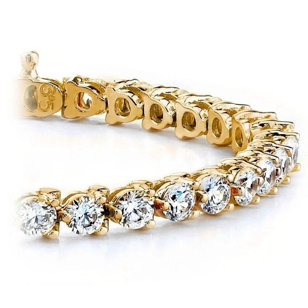 Diamond Tennis Bracelet 6.00 CT Round Cut 14k Yellow Gold 100% Natural H/SI - A-1 Thread Vault