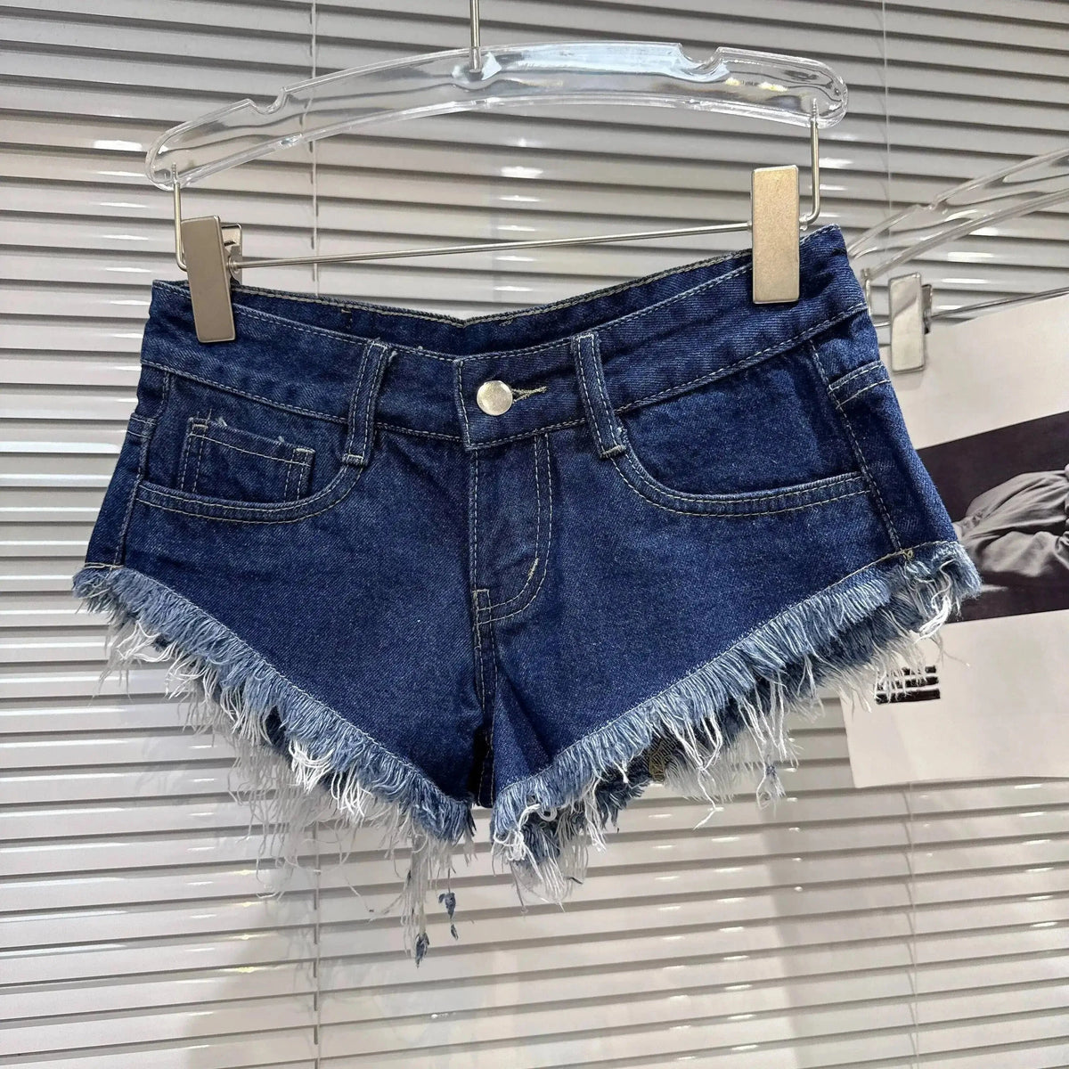Distressed Raw-Hem Low-Rise Denim Shorts - A-1 Thread Vault