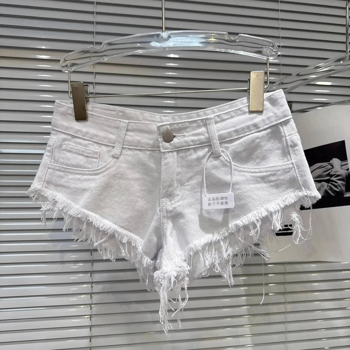 Distressed Raw-Hem Low-Rise Denim Shorts - A-1 Thread Vault