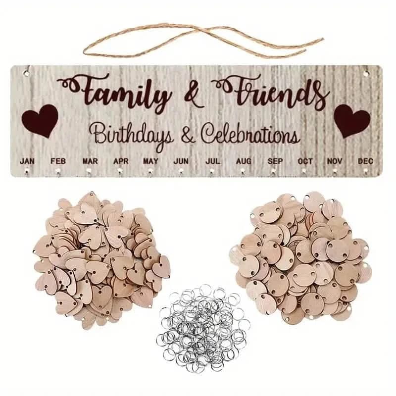 DIY Wooden Family Birthday Board Hanging Sign Pendant - A-1 Thread Vault
