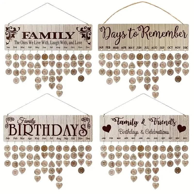 DIY Wooden Family Birthday Board Hanging Sign Pendant - A-1 Thread Vault
