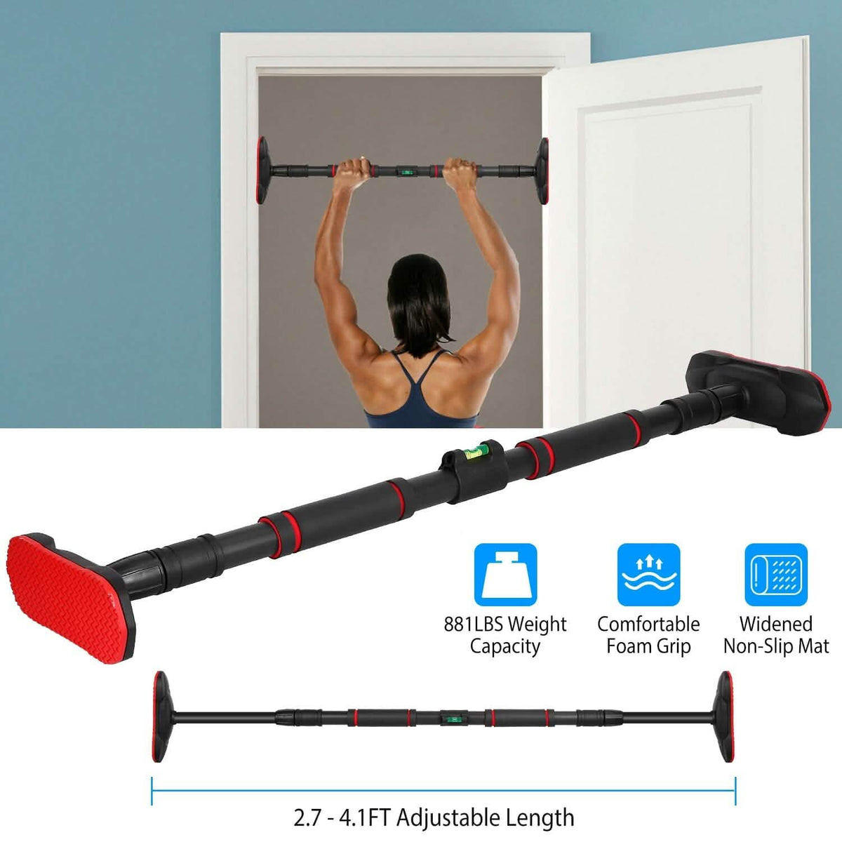 Doorway Pull Up Bar Heavy Duty with Foam Grips Level - A-1 Thread Vault
