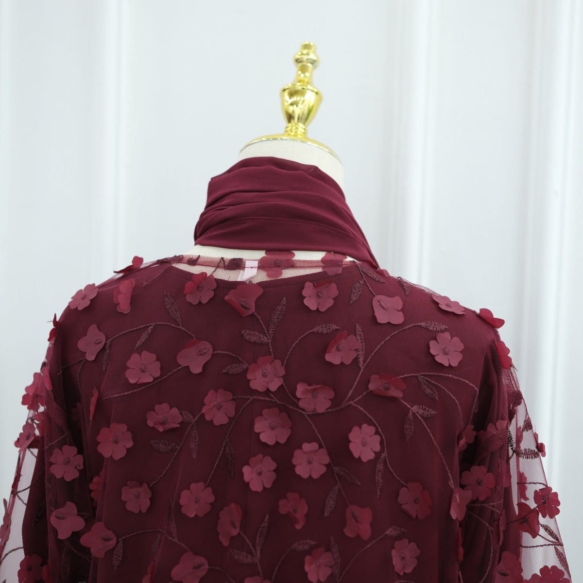 Dreamy 3D Flower Mesh Open Abaya Set(MOA313) - A-1 Thread Vault
