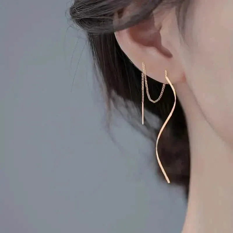 Drop Earrings Golden S Design - A-1 Thread Vault