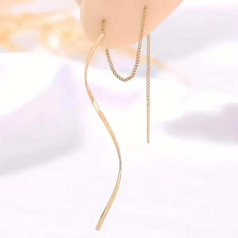 Drop Earrings Golden S Design - A-1 Thread Vault