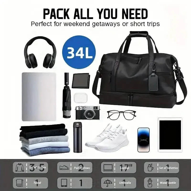 Durable Large Weekender Bag with Shoe Compartment - A-1 Thread Vault