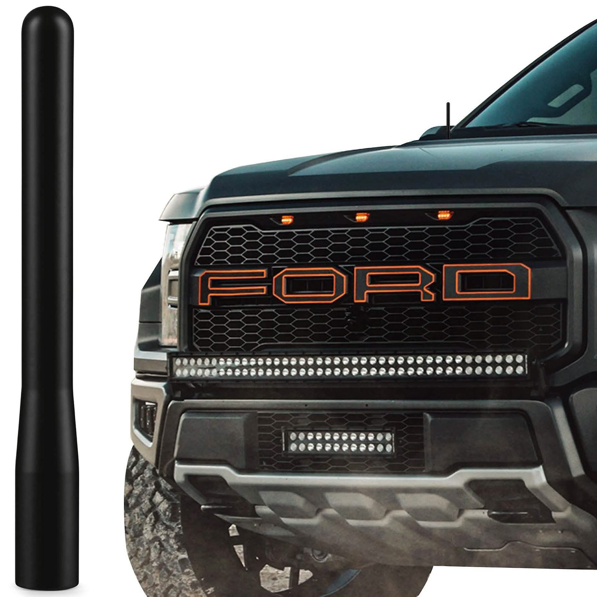 EcoAuto Antenna fits Ford F150 F250 F350 Super Duty, Bronco, Raptor & Dodge RAM Truck Short Antenna - A-1 Thread Vault