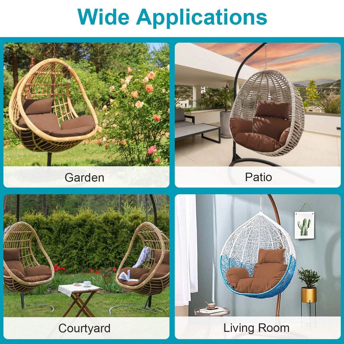 Egg Chair Hanging Basket Seat Cushion with Headrest - A-1 Thread Vault