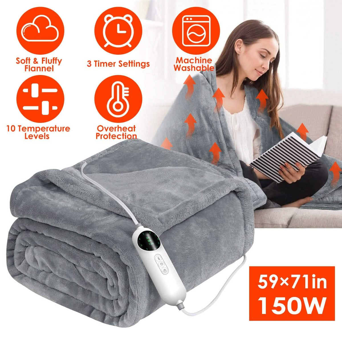 Electric Heated Throw Flannel Heated Blanket - A-1 Thread Vault