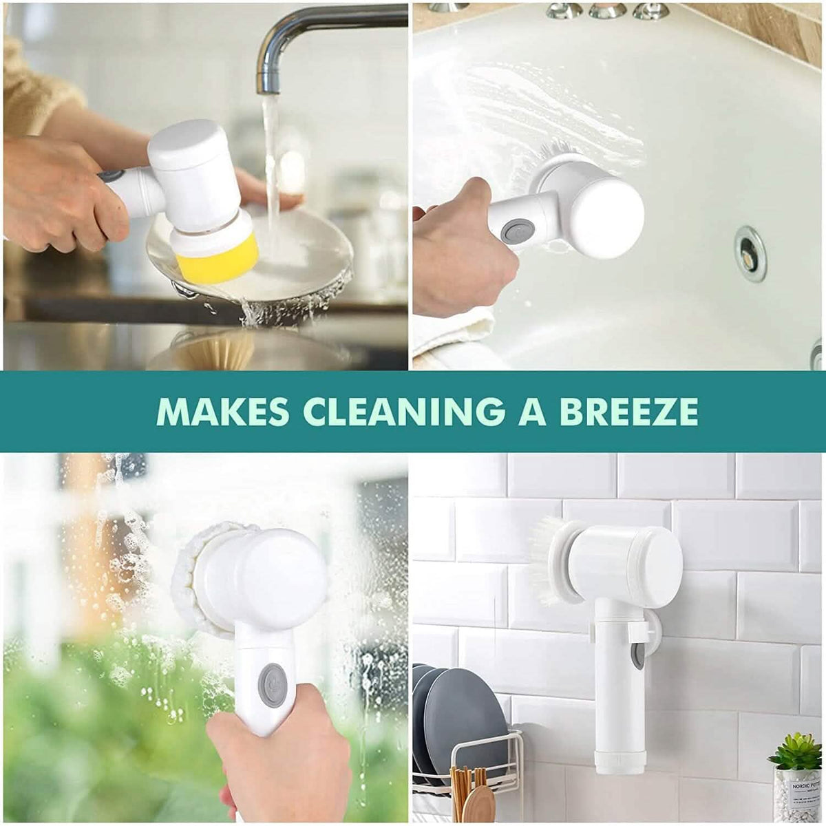 Electric Spin Scrubber Electric Cleaning Brush with 3 Brush Heads - A-1 Thread Vault