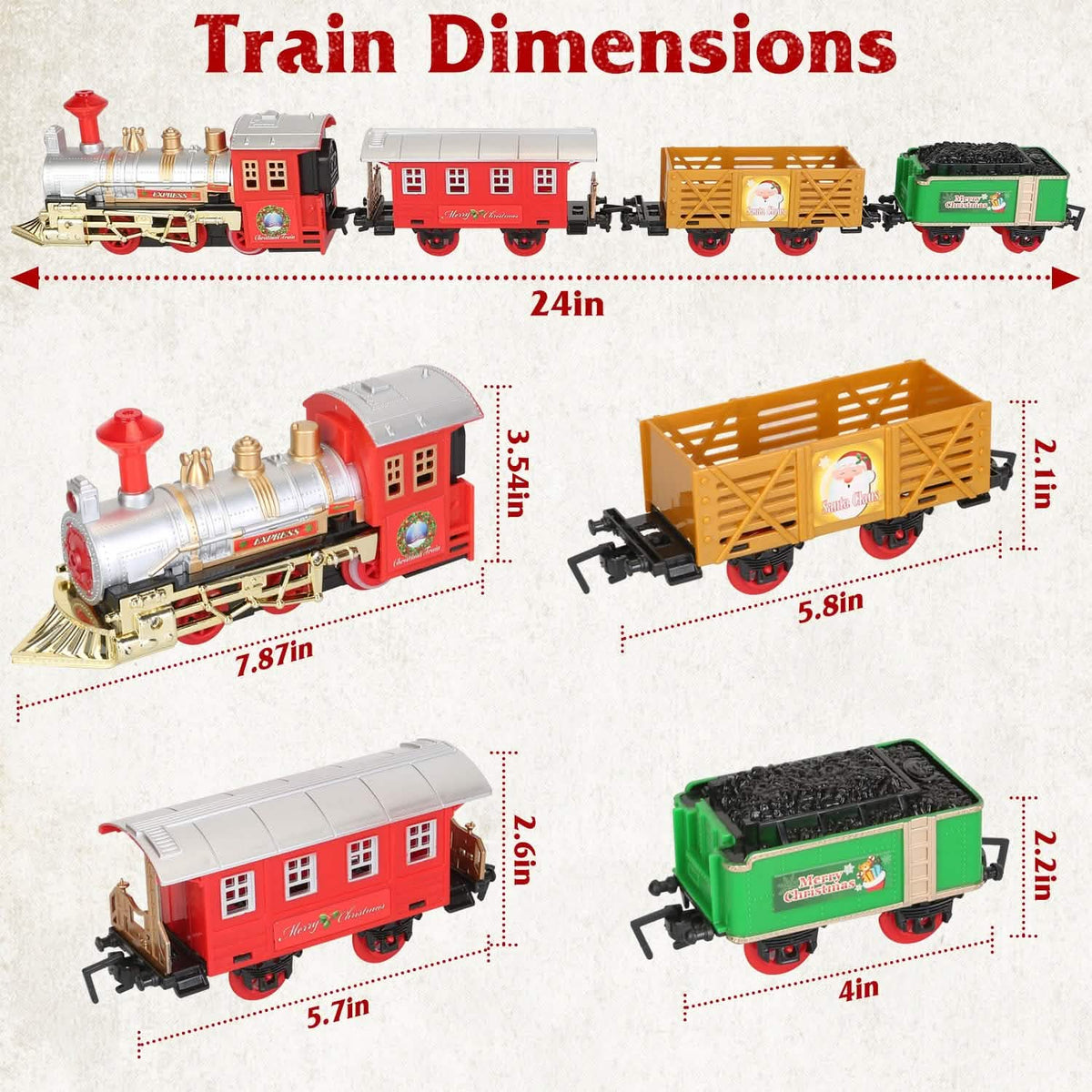 Electric Train Set Steam Locomotive Passenger Coach Coal with Sounds Light Railway - A-1 Thread Vault