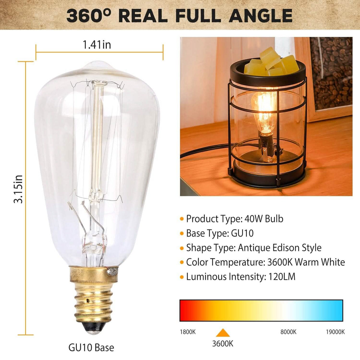 Electric Wax Melt Warmer Vintage Light Bulb - A-1 Thread Vault