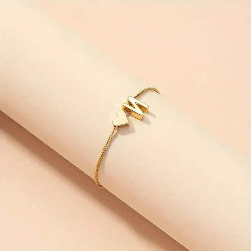 Elegant Love Heart Charm Bracelet - Delicate Minimalist Link Chain - A-1 Thread Vault