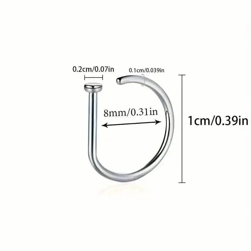 Elegant Punk-Style Stainless Steel Nose Rings - Clip-On Non-Piercing Design - A-1 Thread Vault