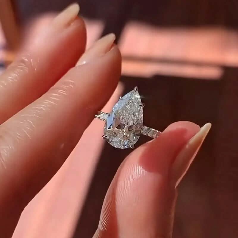 Elegant Teardrop Cubic Zirconia Engagement Ring - A-1 Thread Vault