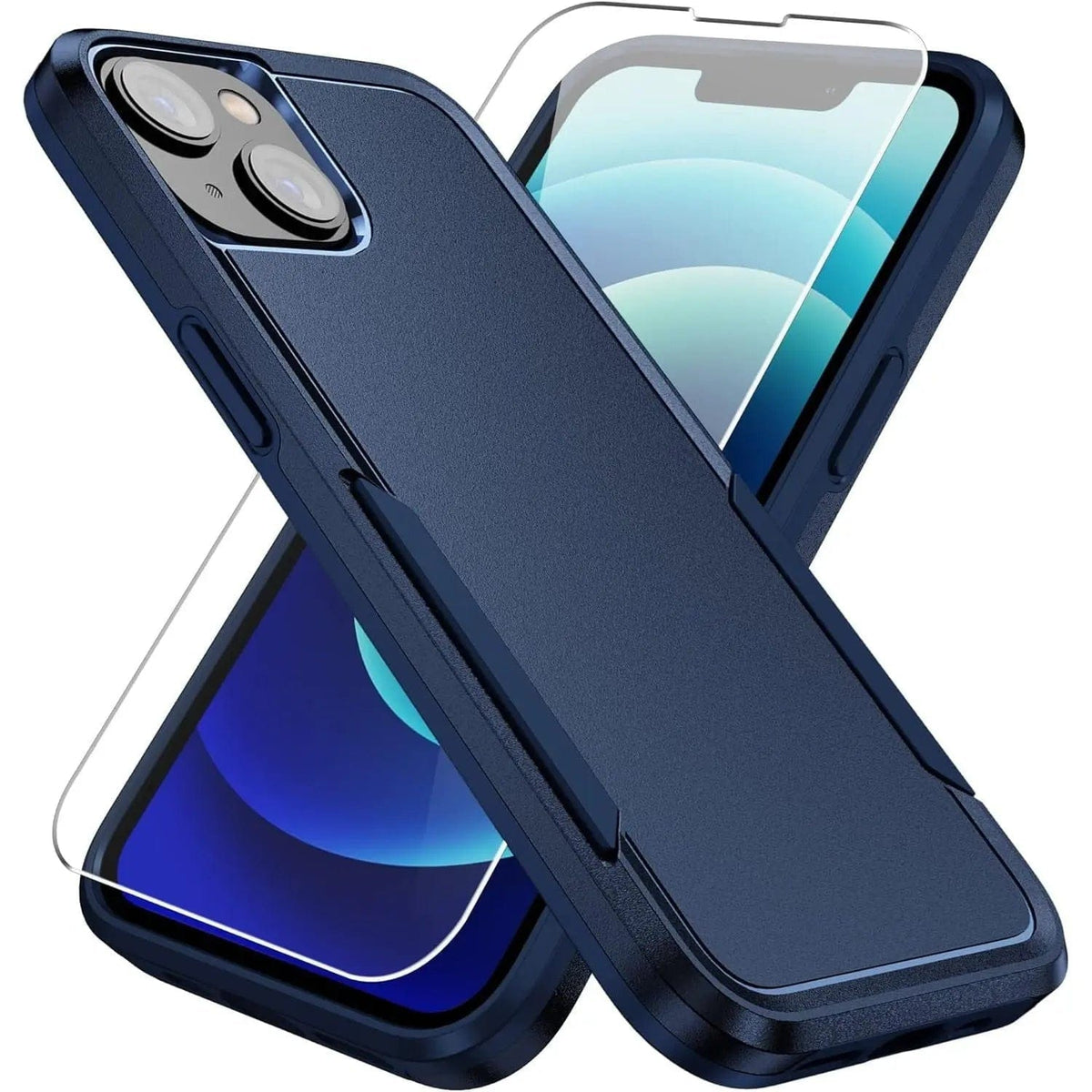 Entronix Bundle Compatible with iPhone 14 Plus - Soft-Touch Dual-Layer Case & 1 Clear Screen Protector - A-1 Thread Vault