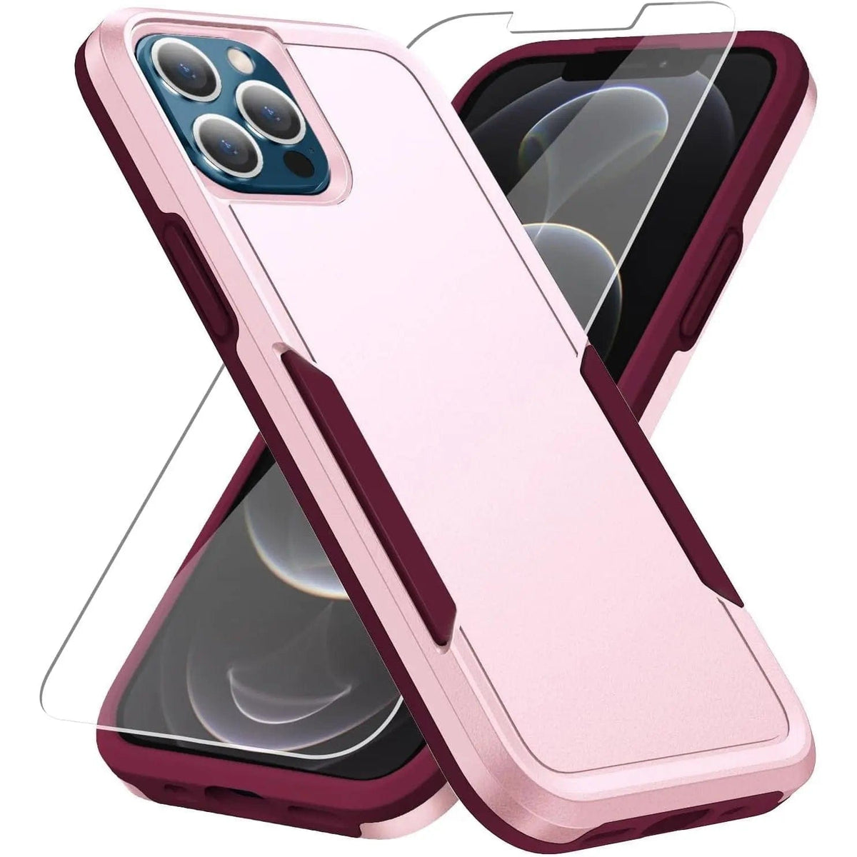 Entronix Bundle Compatible with iPhone 14 Pro Max - Soft-Touch Dual-Layer Case & 1 Clear Screen Protector - A-1 Thread Vault
