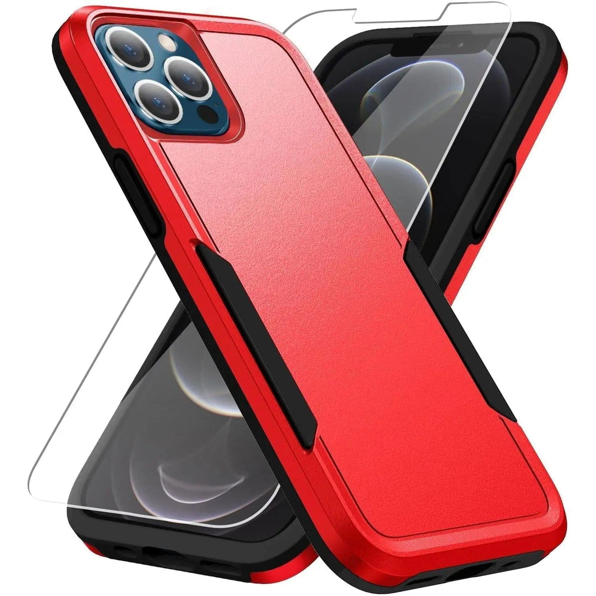 Entronix Bundle Compatible with iPhone 14 Pro - Soft-Touch Dual-Layer Case & 1 Clear Screen Protector - A-1 Thread Vault