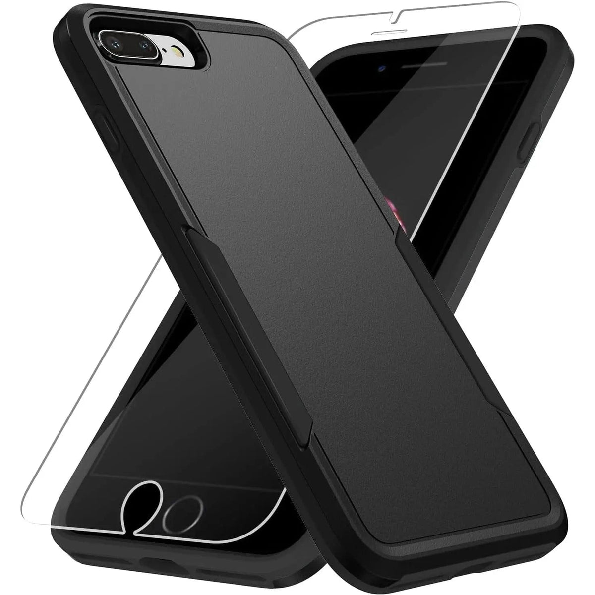 Entronix Bundle Compatible with iPhone 8 Plus/7 Plus - Soft-Touch Dual-Layer Case & 1 Clear Screen Protector - A-1 Thread Vault